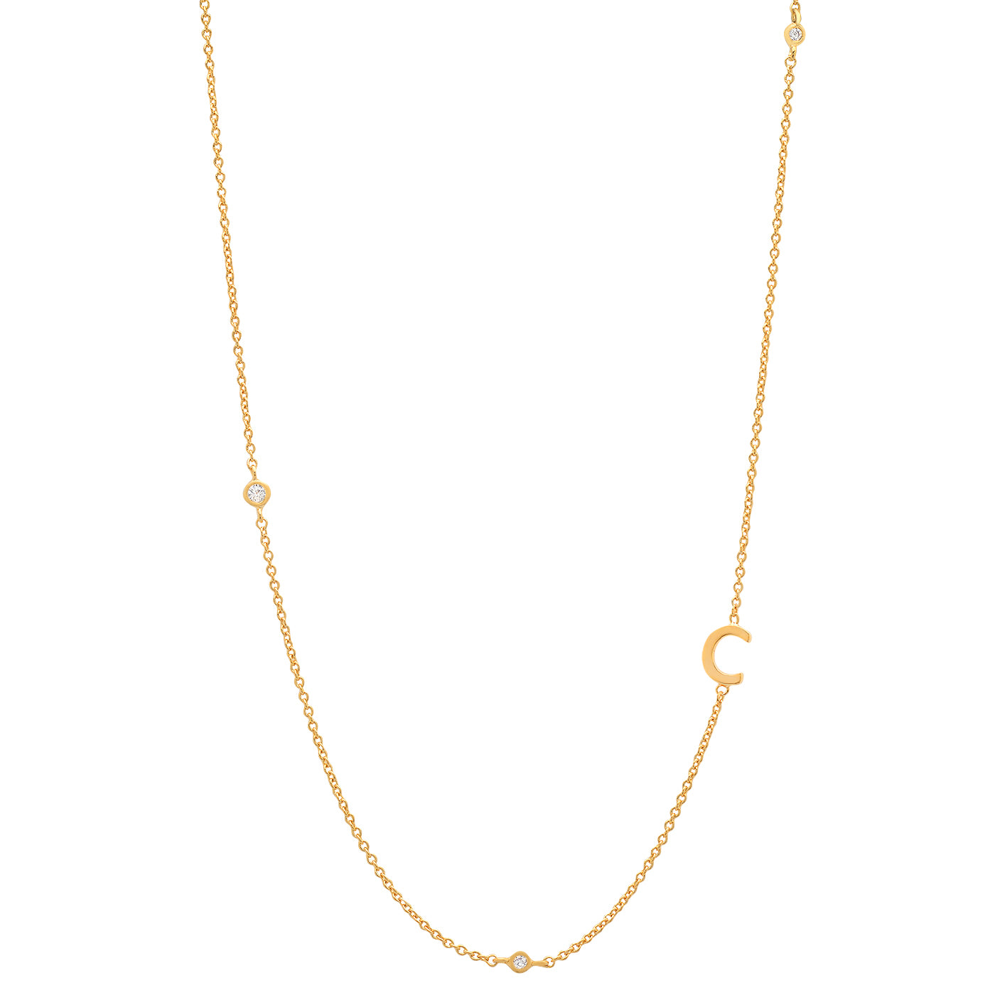 Sideways Initial Necklace in 14k Gold Plating