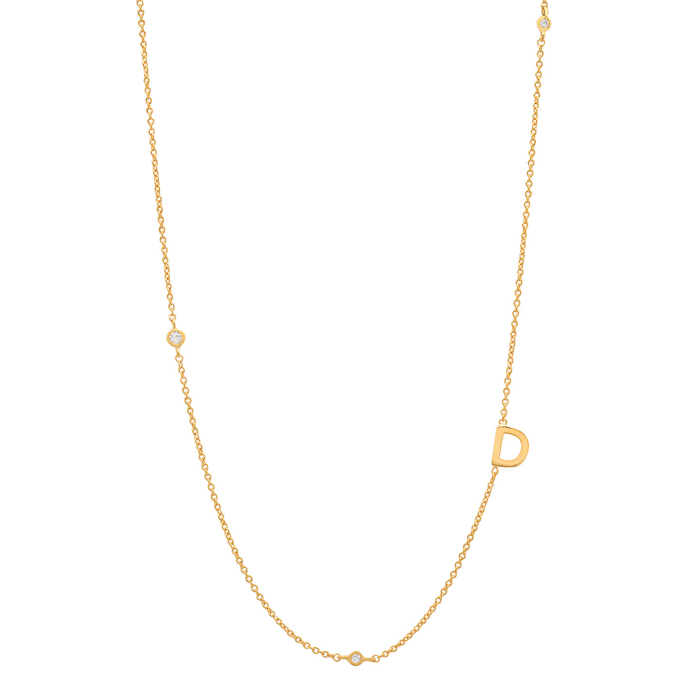 Sideways Initial Necklace in 14k Gold Plating