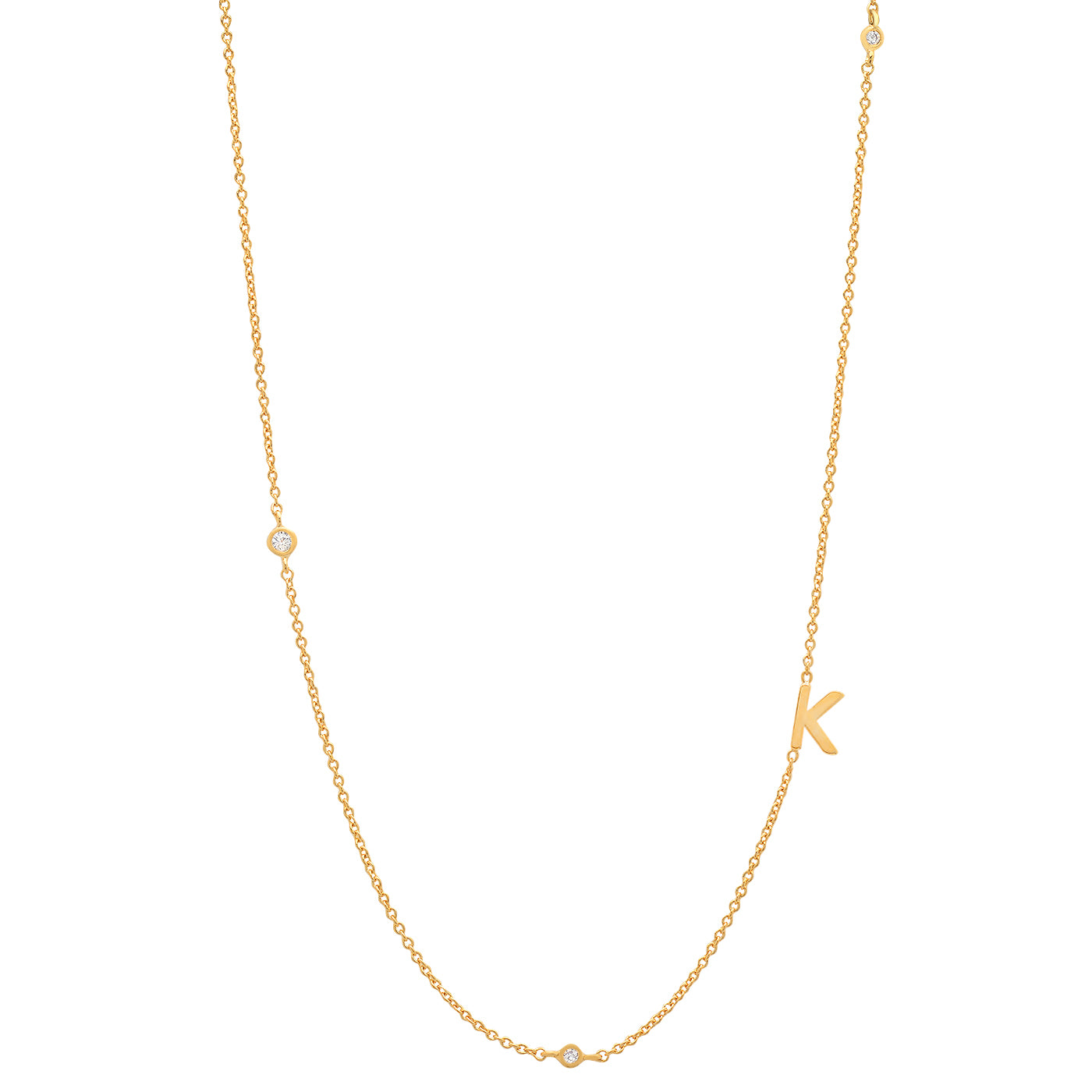 Sideways Initial Necklace in 14k Gold Plating
