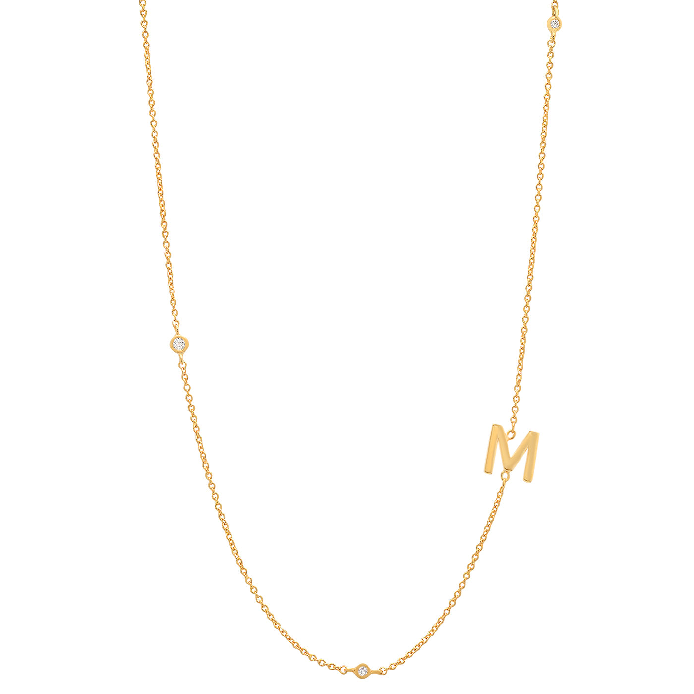 Sideways Initial Necklace in 14k Gold Plating