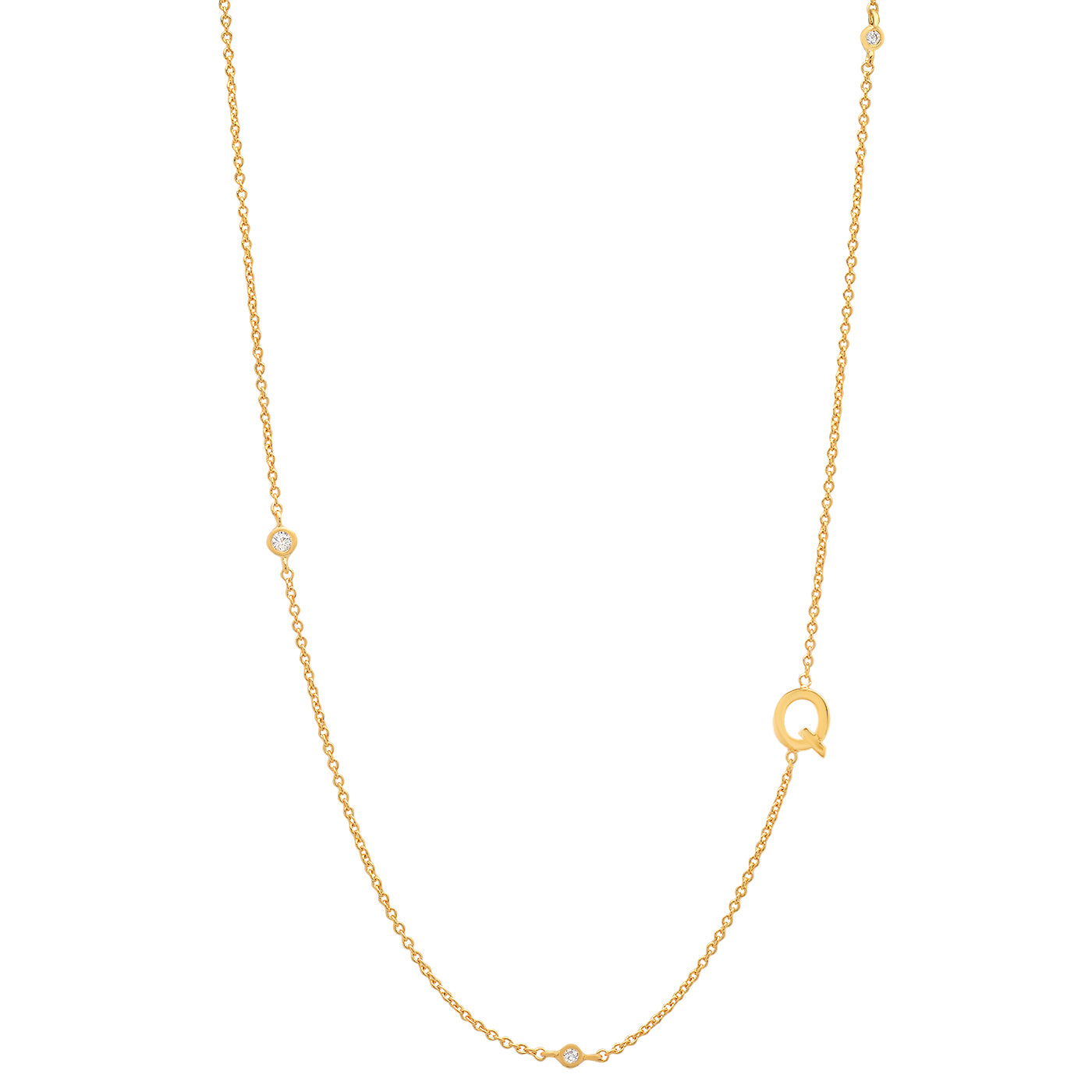 Sideways Initial Necklace in 14k Gold Plating