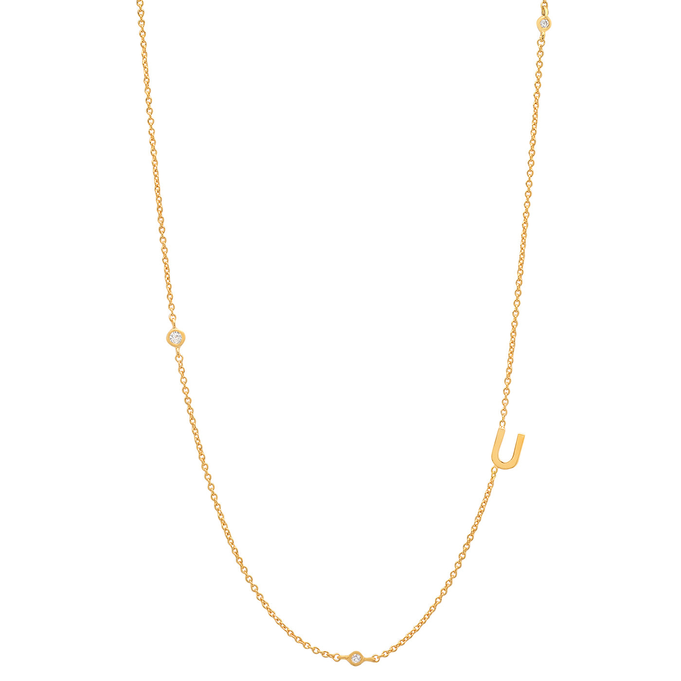 Sideways Initial Necklace in 14k Gold Plating