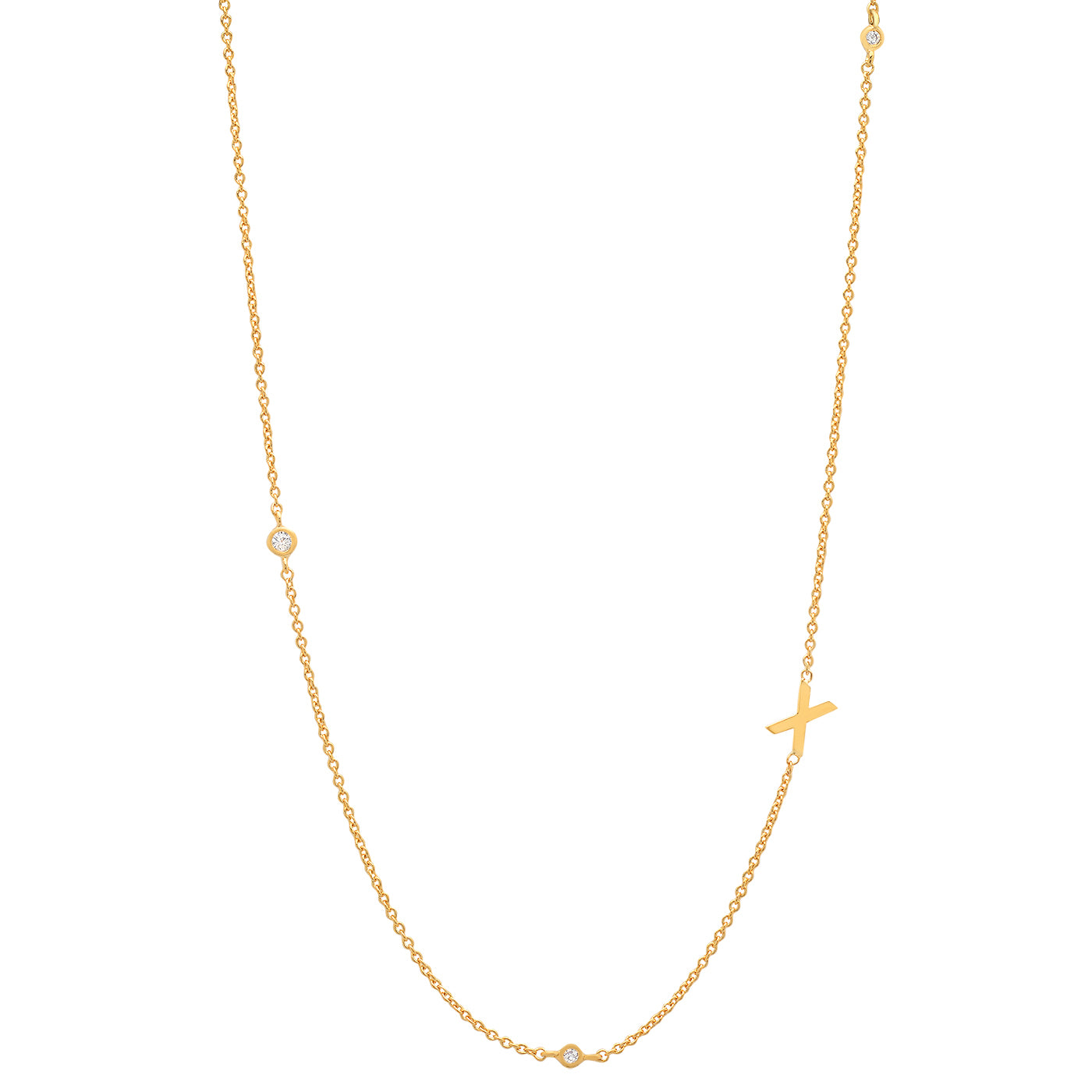 Sideways Initial Necklace in 14k Gold Plating