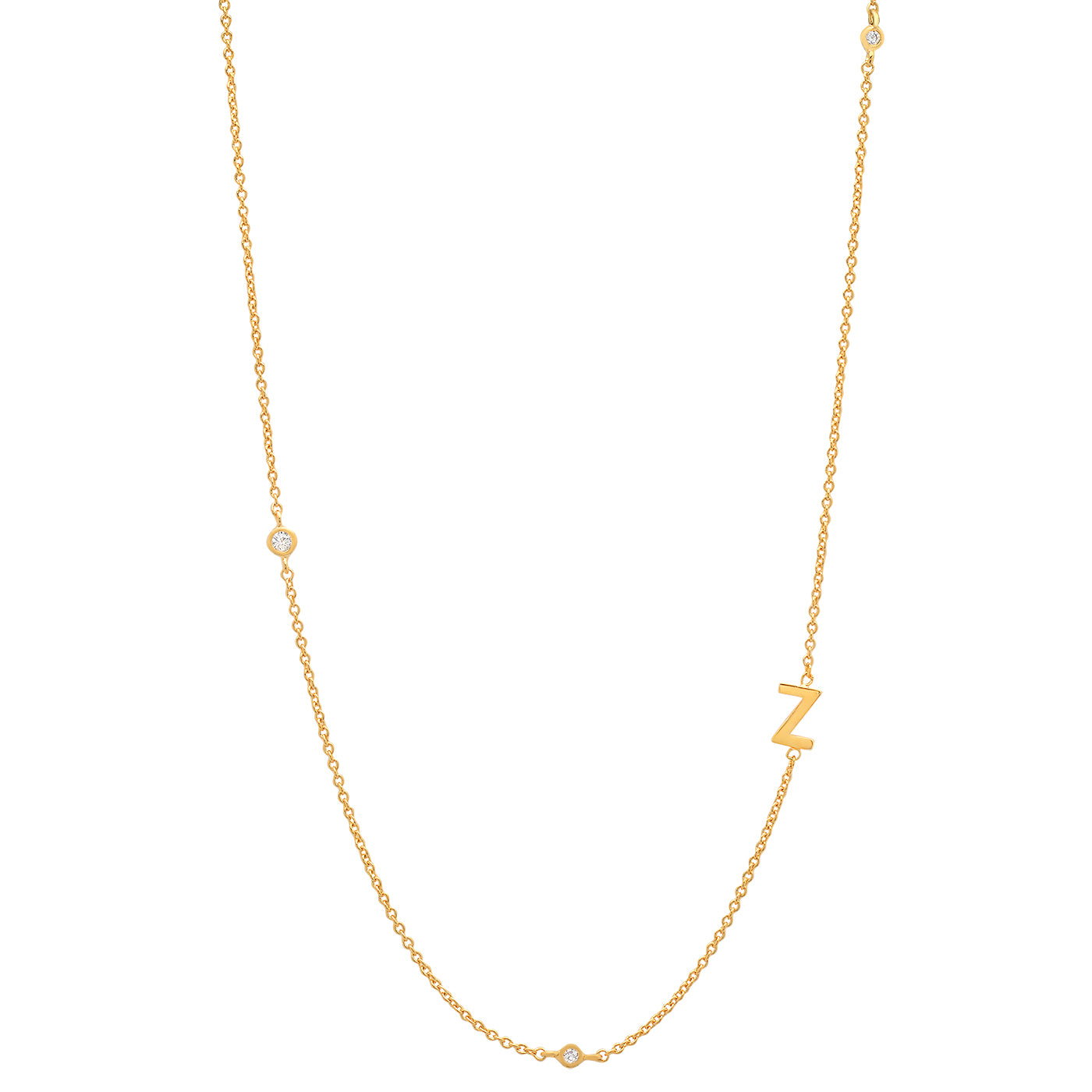 Sideways Initial Necklace in 14k Gold Plating