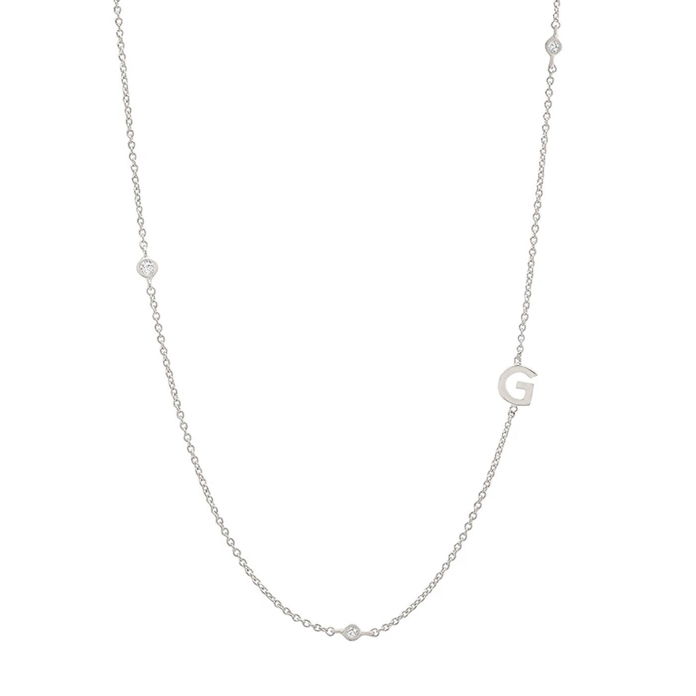 Sideways Initial Necklace in Silver Plating