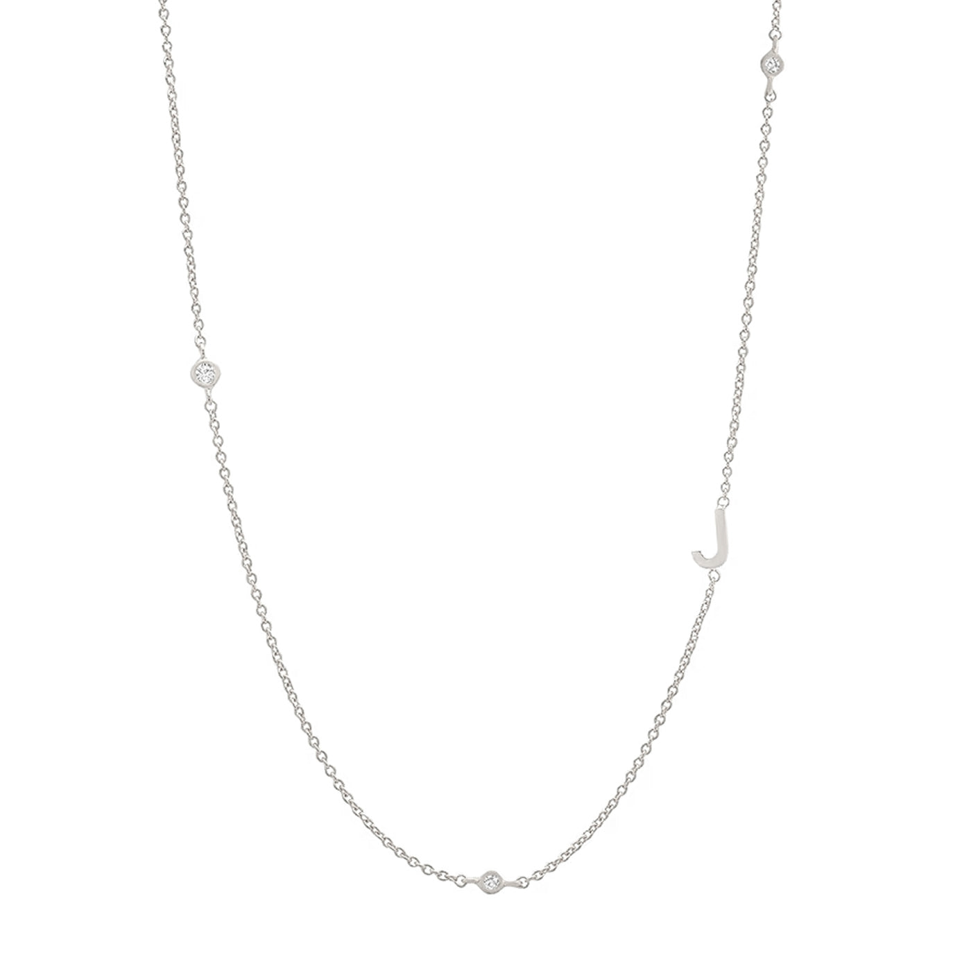 Sideways Initial Necklace in Silver Plating