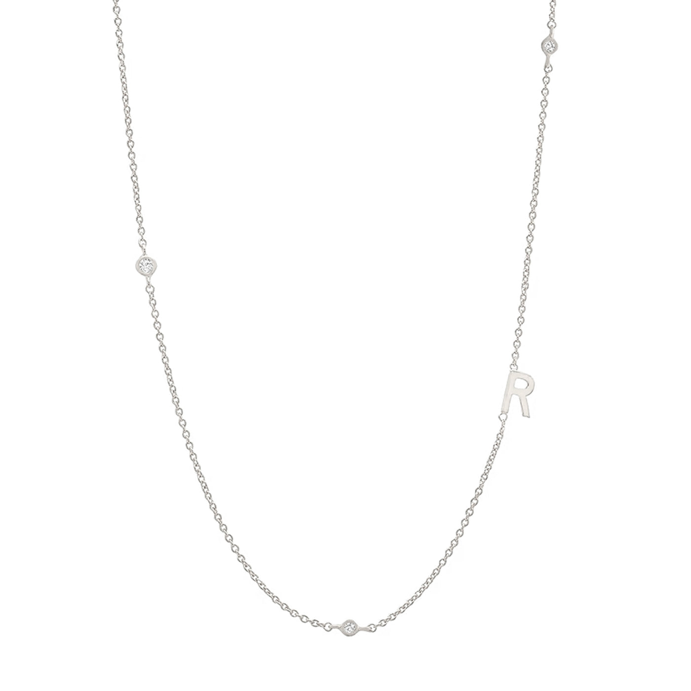 Sideways Initial Necklace in Silver Plating