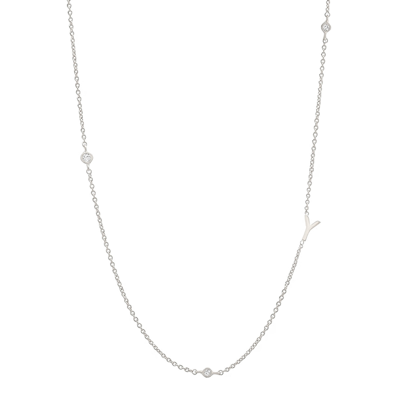 Sideways Initial Necklace in Silver Plating